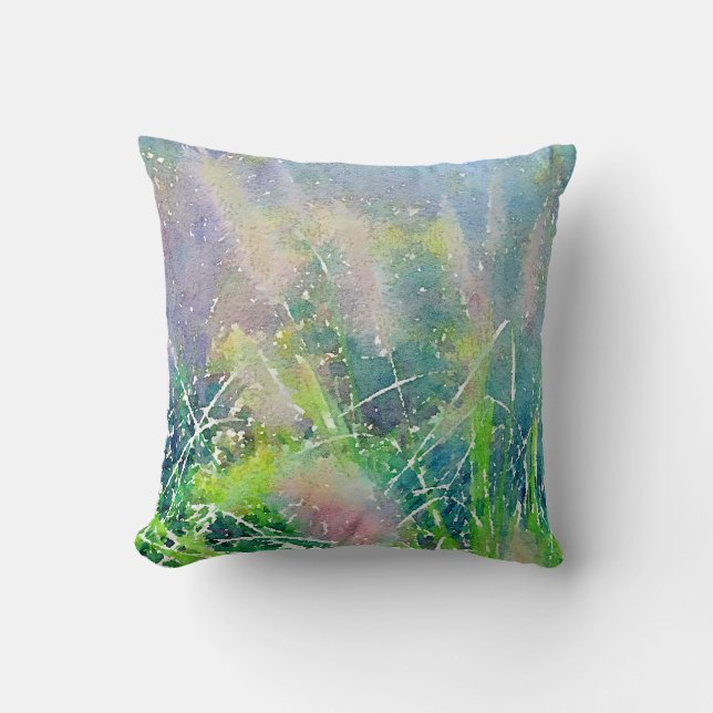 Soft pastel waving grass cushion (Front)