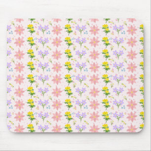 Soft Pastel Wildflower Botanical Pattern Mousepad