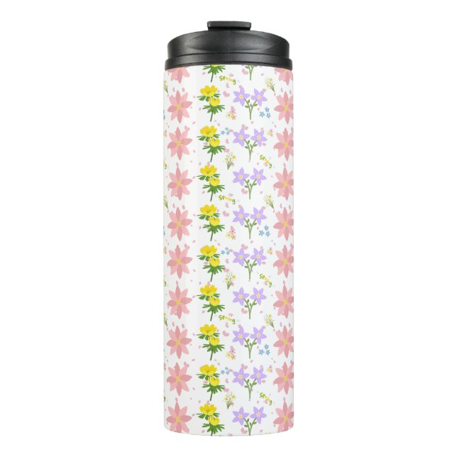 Soft Pastel Wildflower Botanical Pattern Thermal T Tumbler (Front)
