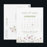 Soft Pastel Wildflower Calendar  Save the Date Postcard<br><div class="desc">Elegant  Calendar save the date postcard featuring a beautiful watercolor wildflower frame in soft pastels. Perfect for a romantic,  nature-inspired celebration or garden-themed wedding. For customisation or additional products featuring this design,  please feel free to contact me.</div>