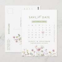 Soft Pastel Wildflower Calendar  Save the Date