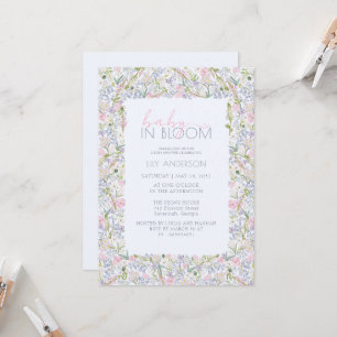 Soft Pastel Wildflower Floral Frame Baby in Bloom Invitation