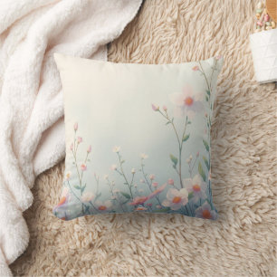 Soft Pastel Wildflower Garden Accent Pillow