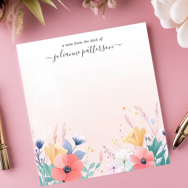 Soft Pastel Wildflower Garden Personalised Name Notepad (Creator Uploaded)