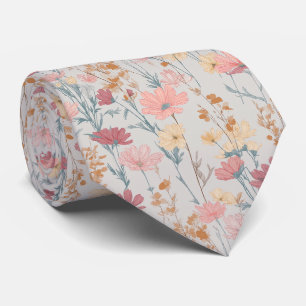 Soft Pastel Wildflower Pattern Tie