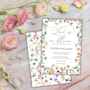 Soft Pastel Wildflowers Butterfly Bridal Shower Invitation