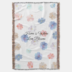 Soft Pastel Wildflowers Pattern Throw Blanket