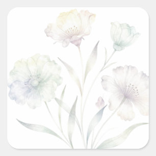 Soft Pastel Wildflowers Watercolor Grace Square Sticker