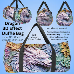 Soft Pastels 3D Effect Dragon Duffle Bag