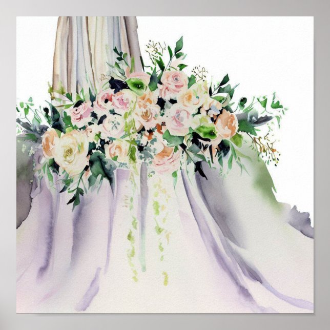 Soft Pastels, Bridal Cascading Bouquet 2, Poster (Front)