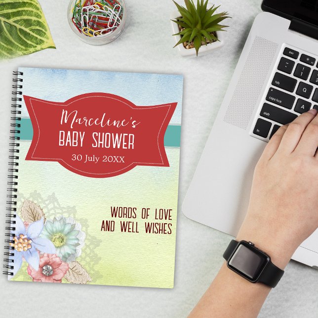 Soft Pastels Watercolor Flowery Baby Shower Notebook (Creator Uploaded)