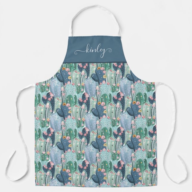 Soft Patel Cactus Pattern Apron (Front)