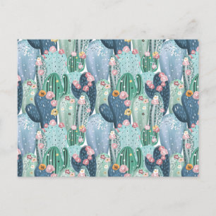 Soft Patel Cactus Pattern Holiday Postcard