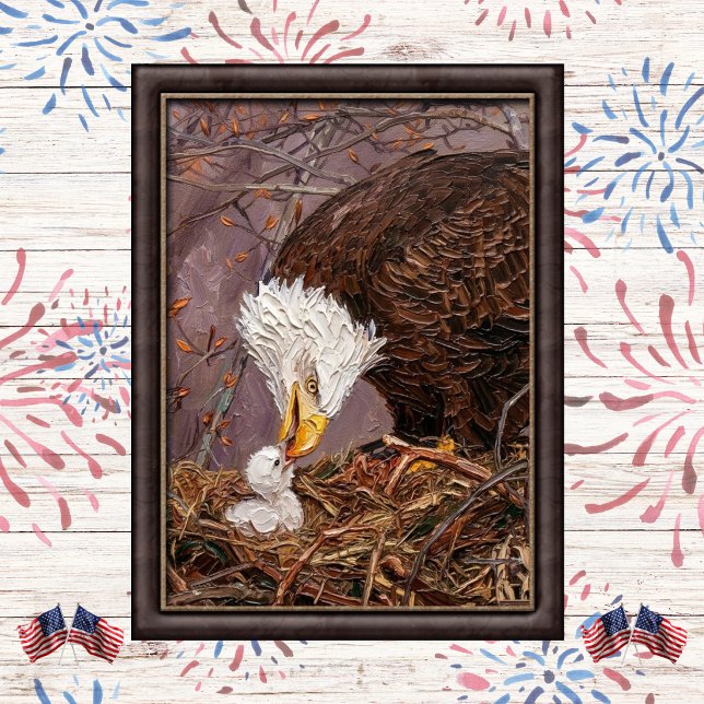 Soft Patriotic Eagle and Eaglet Art Poster (Creator Uploaded)