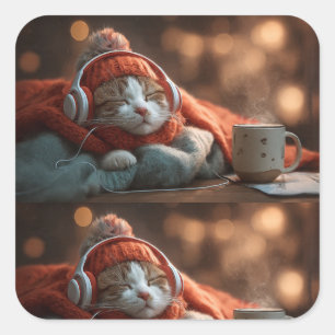 Soft Pause – Cosy Winter Cat Sticker