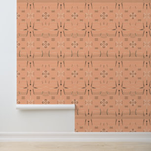 Soft Peach Abstract Floral Pattern Wallpaper