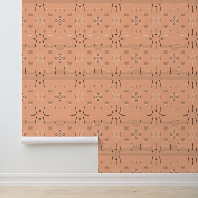 Soft Peach Abstract Floral Pattern Wallpaper (Application)