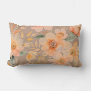 Soft Peach and green floral Throw Pillow
