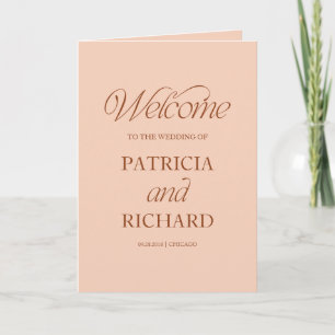 Soft Peach Calligraphy Wedding Folded Program