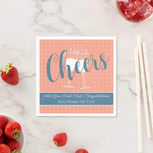 Soft Peach Cheers Paper Napkins (Insitu)