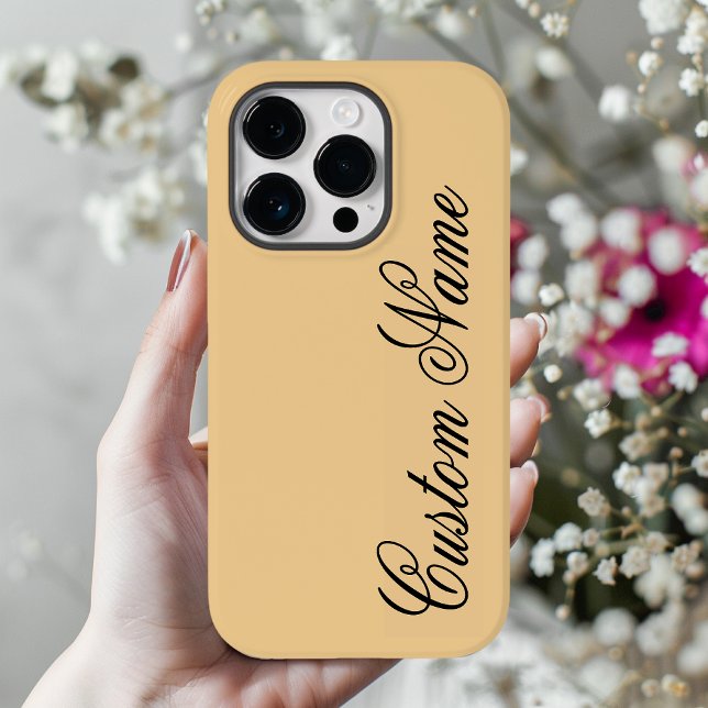 Soft Peach Custom Phone Case for Teacher, or Nurse (minimalist phone case, peach beige phone case, custom name phone case, personalized phone case gift,)