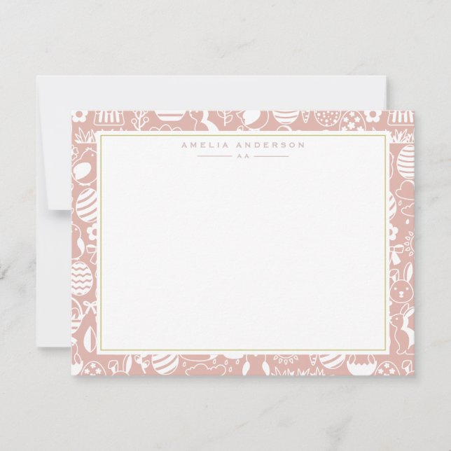 Soft Peach Easter Egg Frame Note Card (Front)