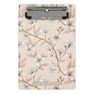 Soft Peach Floral Branch with White Blooms Mini Clipboard