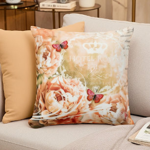 Soft peach floral cushion