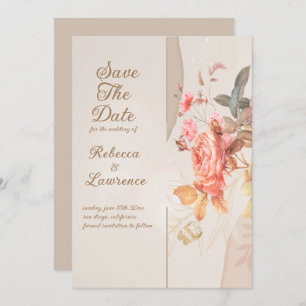 Soft Peach Flowers  Elegant  Wedding Invitation