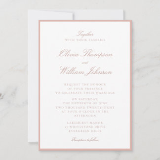 Soft Peach Framed Wedding Invitation