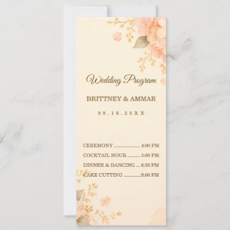 Soft Peach & Gold Hydrangea Floral Wedding Program