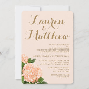 Soft Peach Hydrangea Wedding Invitation
