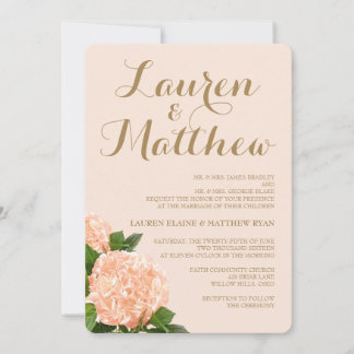 Soft Peach Hydrangea Wedding Invitation