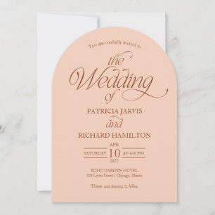 Soft Peach Minimalist Arch Wedding Elegant Invitation