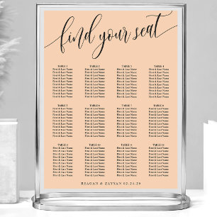 Soft Peach Minimalist Script Wedding Seating Chart