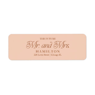Soft Peach Modern Minimalist Future Mr and Mrs Return Address Label