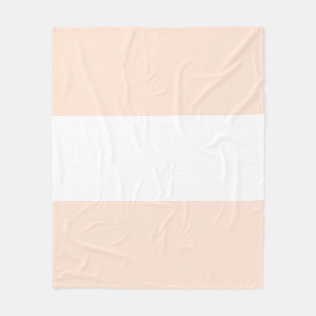 Soft Peach Pastel & White Bar Design Fleece Blanket (Front)
