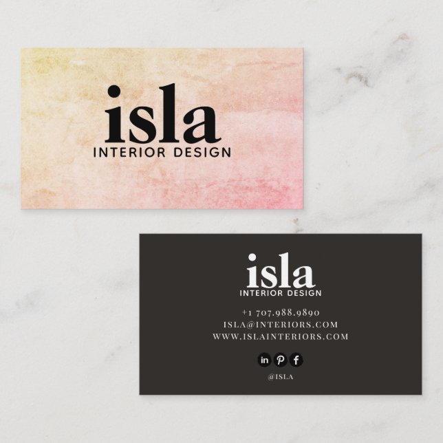 Soft Peach Pink Texture Interior Designer Business Card (Front/Back)