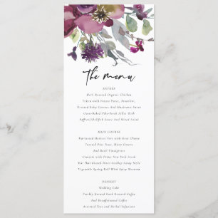 SOFT PEACH PURPLE LILAC WATERCOLOR FLORAL WEDDING MENU