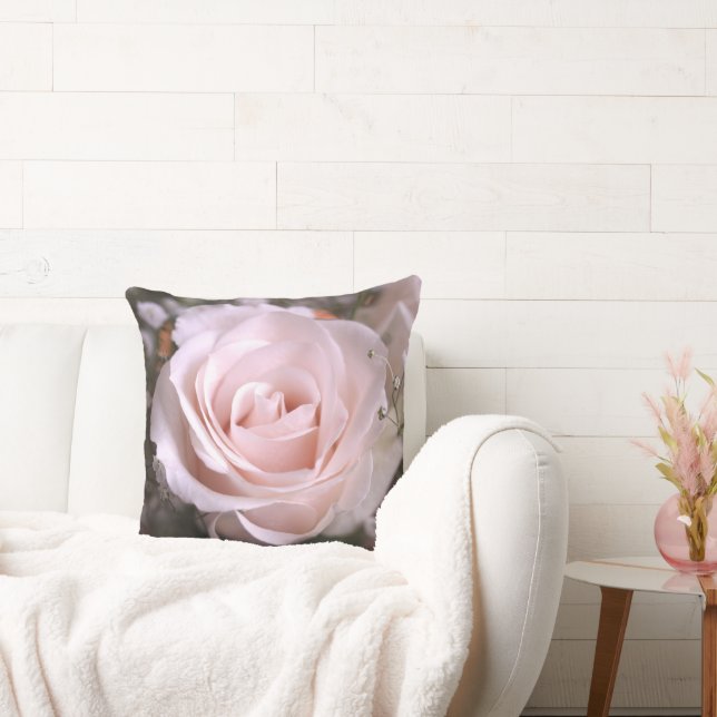 Soft Peach Rose Throw Pillow (Couch)