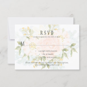 Soft Peach Roses and Matching Greenery RSVP