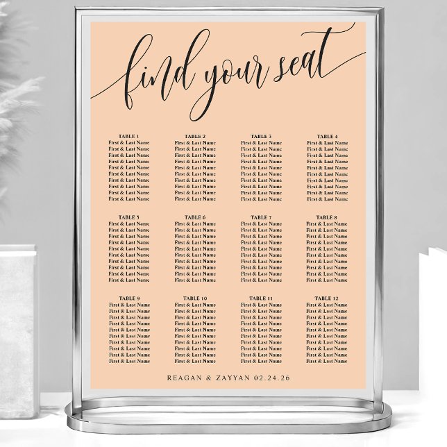 Soft Peach Simple Wedding Seating Chart (Creator Uploaded)