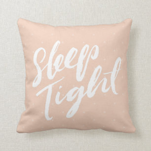 Soft Peach Sleep Tight Polka Dot Typography Cushion