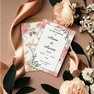 Soft Peach Spring Garden Wedding Invitation