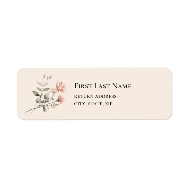 Soft Peach Wedding Return Address Label (Front)
