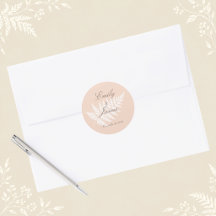 Soft Peach White Fern Minimalist Botanical