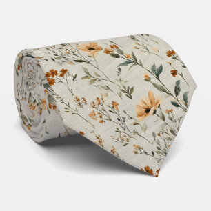 Soft Peach Wildflower Elegance Floral Wedding Tie