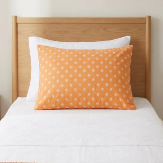 Soft Peachy Beige Flowers on Orange Background Pillowcase
