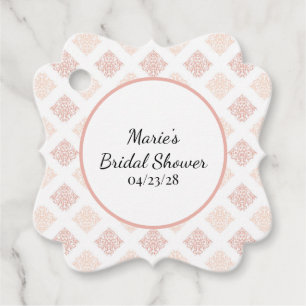 Soft Peachy Blush Damask Favour Tags