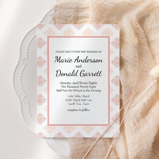 Soft Peachy Blush Damask Invitation (Creator Uploaded)